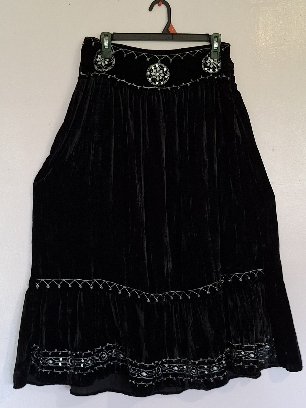 Mlle Gabrielle Black Velvet Boho Skirt